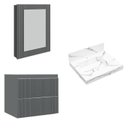 Ver imagem 2 de Conjunto para Banheiro Lavatório em Porcelanato com Cuba Esculpida, Gabinete e Espelheira Ripy 60cm