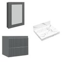Ver imagem 2 de Conjunto para Banheiro Lavatório em Porcelanato com Cuba Esculpida, Gabinete e Espelheira Ripy 60cm