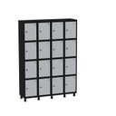 Ver imagem 1 de Armário Guarda Volume Locker Roupeiro 16 Portas Aço Grp 504/16 Preto/Cinza