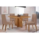 Ver imagem 1 de Conjunto: Mesa Sala Jantar Berlim Curvo 90cm + 4 Cadeiras Maldivas Naturale - Suede Capuccino -