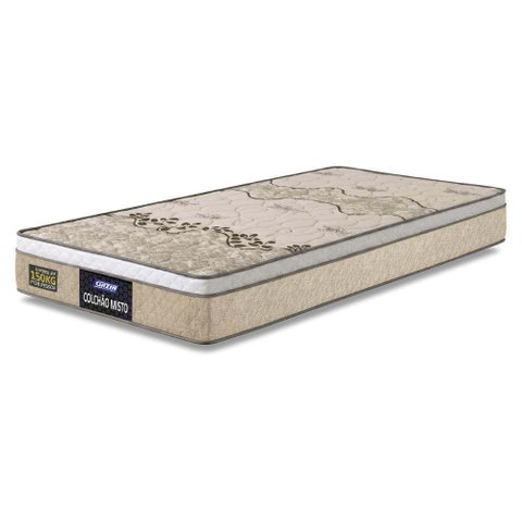 Colchão Solteiro Espuma D33 Fort Gazin 88x188x21cm Bege/Branco - Suporta até 150kg por Pessoa