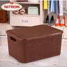 Caixa Organizadora Rattan Grande Com Tampa Nitron 16lt - Marrom - 2