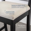 Ver imagem 4 de Kit 2 Banquetas com Encosto e Apoio para Pés Tiê CabeCasa MadeiraOriginals Preto/Off White