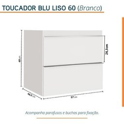 Conjunto para Banheiro Lavatório em Porcelanato com Cuba Esculpida, Gabinete Liso e Espelheira 60cm - 5