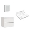 Ver imagem 2 de Conjunto para Banheiro Lavatório em Porcelanato com Cuba Esculpida, Gabinete Liso e Espelheira 60cm
