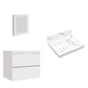 Ver imagem 2 de Conjunto para Banheiro Lavatório em Porcelanato com Cuba Esculpida, Gabinete Liso e Espelheira 60cm