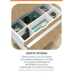 Conjunto para Banheiro Lavatório em Porcelanato com Cuba Esculpida, Gabinete Liso e Espelheira 60cm - 8