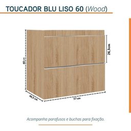Conjunto para Banheiro Lavatório em Porcelanato com Cuba Esculpida, Gabinete Liso e Espelheira 60cm - 5