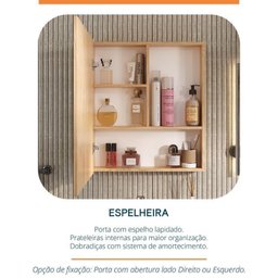 Conjunto para Banheiro Lavatório em Porcelanato com Cuba Esculpida, Gabinete Liso e Espelheira 60cm - 4