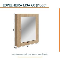 Conjunto para Banheiro Lavatório em Porcelanato com Cuba Esculpida, Gabinete Liso e Espelheira 60cm - 3