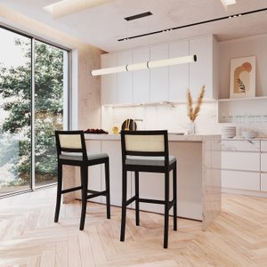 Kit 2 Banquetas com Encosto e Apoio para Pés Tiê Cabecasa Madeiramadeira