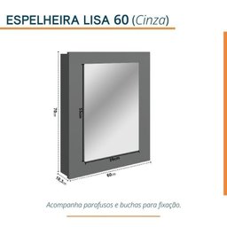 Conjunto para Banheiro Lavatório em Porcelanato com Cuba Esculpida, Gabinete Liso e Espelheira 60cm - 3