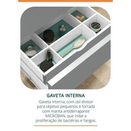 Conjunto para Banheiro Lavatório em Porcelanato com Cuba Esculpida, Gabinete Liso e Espelheira 60cm - 8