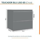 Ver imagem 5 de Conjunto para Banheiro Lavatório em Porcelanato com Cuba Esculpida, Gabinete Liso e Espelheira 60cm Cinza