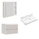 Ver imagem 2 de Conjunto para Banheiro Lavatório em Porcelanato com Cuba Esculpida, Gabinete e Espelheira Ripy 80cm