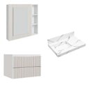 Ver imagem 2 de Conjunto para Banheiro Lavatório em Porcelanato com Cuba Esculpida, Gabinete e Espelheira Ripy 80cm