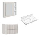 Ver imagem 2 de Conjunto para Banheiro Lavatório em Porcelanato com Cuba Esculpida, Gabinete e Espelheira Ripy 80cm Branco