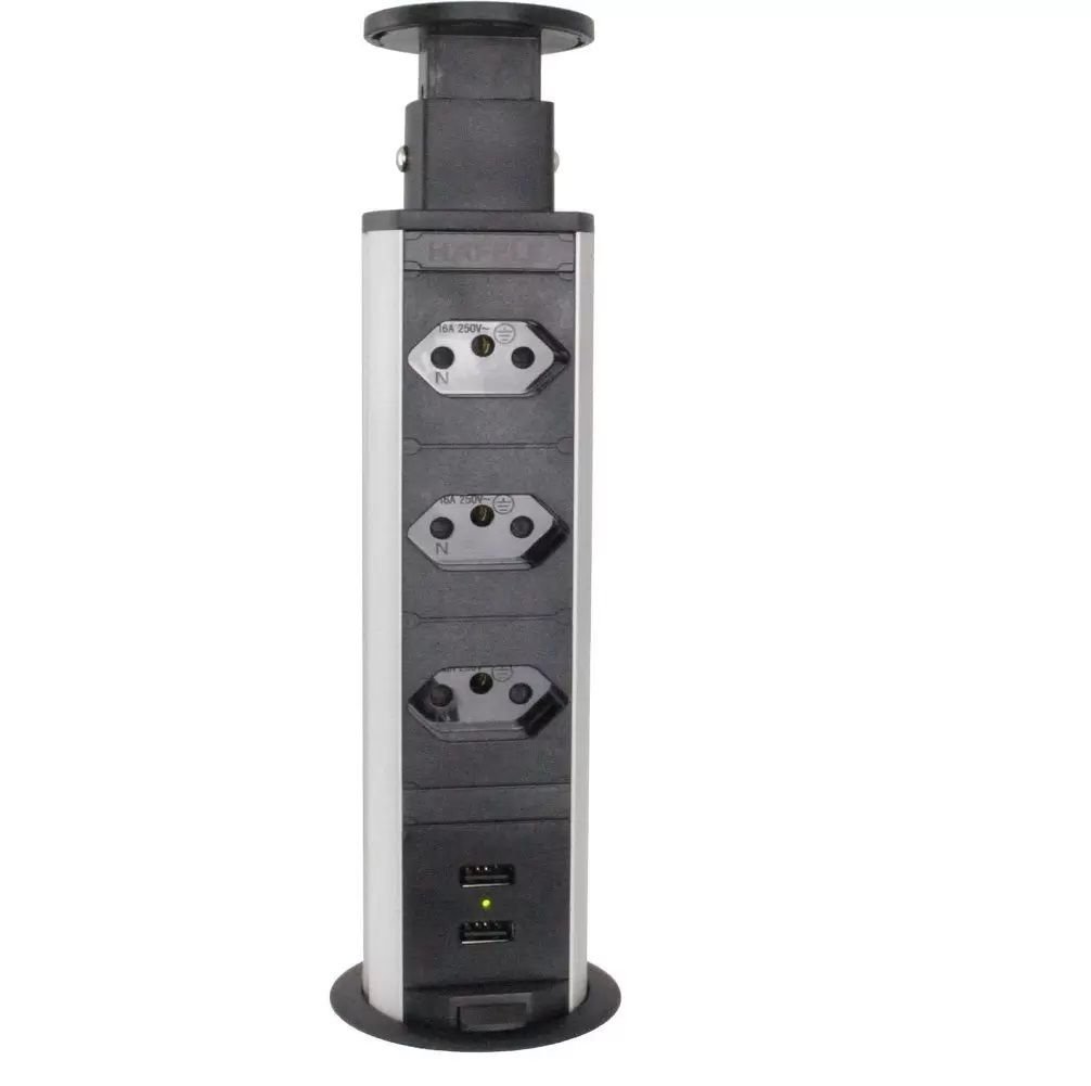 Torre de 3 Tomadas com 2 Usb 20a Bivolt Power Plug 822.91.121 Hafele ...