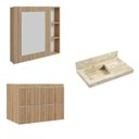 Ver imagem 2 de Conjunto para Banheiro Lavatório em Porcelanato com Cuba Esculpida, Gabinete e Espelheira Ripy 80cm
