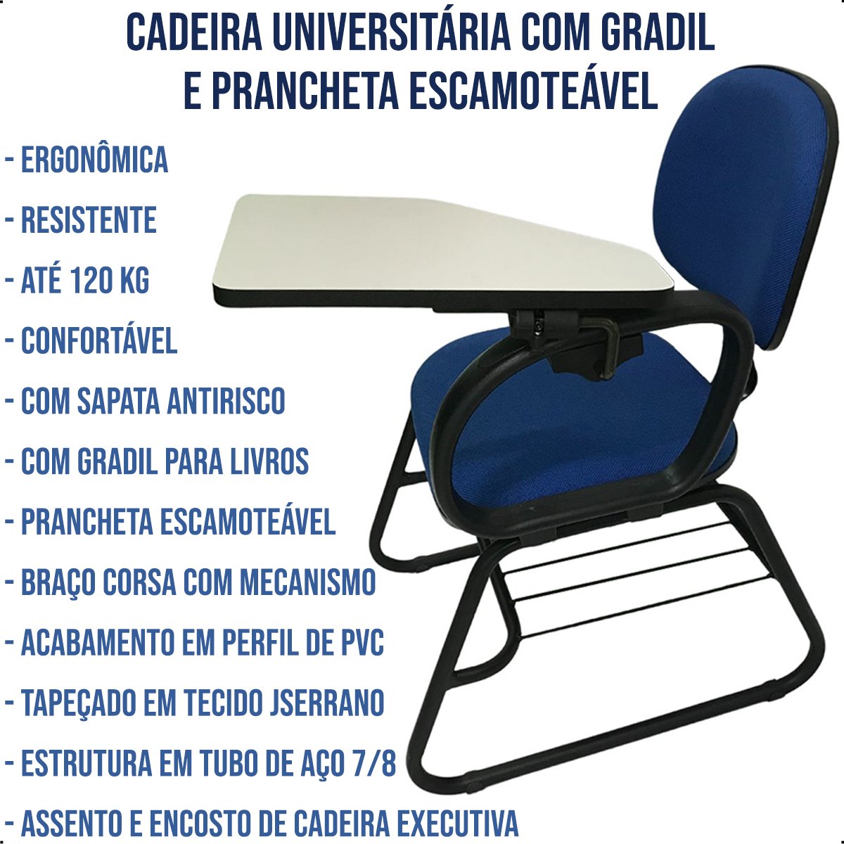 Cadeira Universitária Executiva Continua C/ Porta Livros - 3