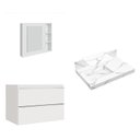 Ver imagem 2 de Conjunto para Banheiro Lavatório em Porcelanato com Cuba Esculpida, Gabinete e Espelheira Lisa 80cm