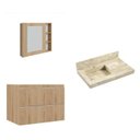 Ver imagem 2 de Conjunto para Banheiro Lavatório em Porcelanato com Cuba Esculpida, Gabinete e Espelheira Lisa 80cm