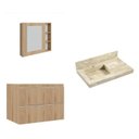 Ver imagem 2 de Conjunto para Banheiro Lavatório em Porcelanato com Cuba Esculpida, Gabinete e Espelheira Lisa 80cm