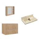 Ver imagem 2 de Conjunto para Banheiro Lavatório em Porcelanato com Cuba Esculpida, Gabinete e Espelheira Lisa 80cm