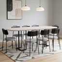 Ver imagem 1 de Mesa Retangular Alina 200cm Off White Preto com 8 Cadeiras Barcelona N01 Couríssimo Preto Linho Cinz