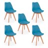 Kit 5 Cadeiras Eames Wood Leda Design Turquesa - 1
