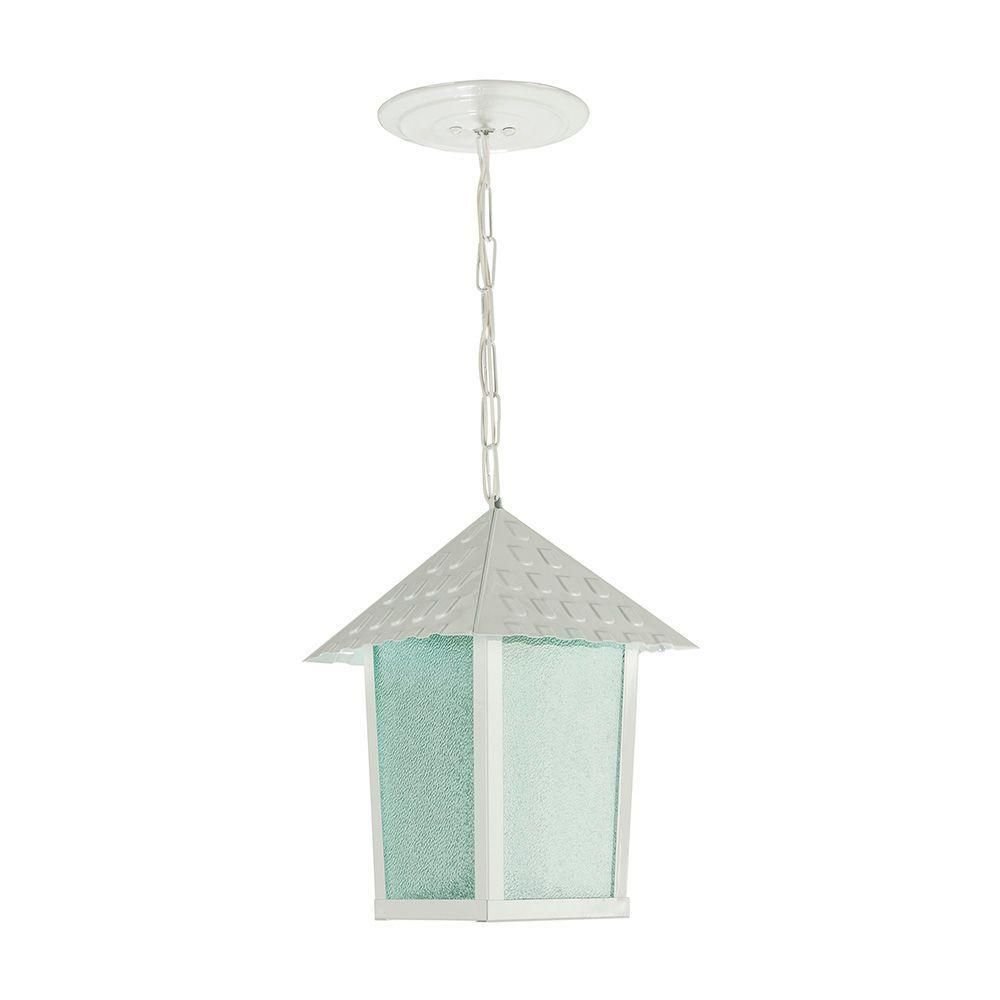 Lustre Pendente Blumenau Colonial Quadrado Vidro Pontilhado E27 Bivolt Branco - 1