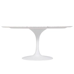 Mesa de Jantar Saarinen Oval 244x137 Cm Mármore Carrara Base Branca - 5