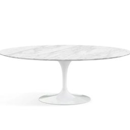 Mesa de Jantar Saarinen Oval 244x137 Cm Mármore Carrara Base Branca - 1