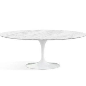 Mesa de Jantar Saarinen Oval 244x137 Cm Mármore Carrara Base Branca