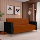 Ver imagem 2 de Sofá Living Decorativo Houston 2 Lugares 160cm Pés em Metal Veludo/ PU Marrom Vermelho/ Preto G33 - 