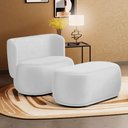 Ver imagem 2 de Namoradeira com Puff Orgânico Molly 02 Lugares Couríssimo Branco - Desk Design