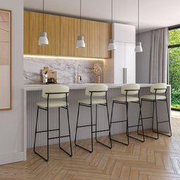 Banqueta Alta para Bancada Sala de Jantar Encosto e Assentos Estofados Linha Jaraguá. - 3