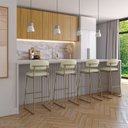 Ver imagem 3 de Banqueta Alta para Bancada Sala de Jantar Encosto e Assentos Estofados Linha Jaraguá.