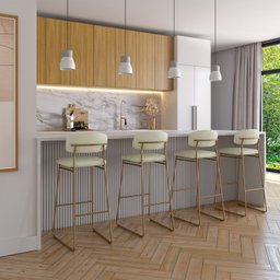 Banqueta Alta para Bancada Sala de Jantar Encosto e Assentos Estofados Linha Jaraguá. - 3
