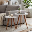 Ver imagem 2 de Conjunto Mesa Lateral Rubi Tampo Redondo Kit 2 Mesas Pés Palito para Sala de Estar Sofá - Branco