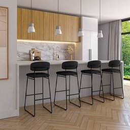 Banqueta Alta para Bancada Sala de Jantar Encosto e Assentos Estofados Linha Jaraguá. - 3
