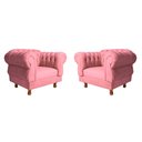 Ver imagem 1 de Kit 2 Poltronas Elisabeth Chesterfield Capitonê Suede Rosa / Decoração, TV, Sala estar, recepção