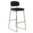 Ver imagem 1 de Banqueta Alta para Bancada Sala de Jantar Encosto e Assentos Estofados Linha Jaraguá. Preto/Dourado/Duna