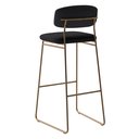 Ver imagem 2 de Banqueta Alta para Bancada Sala de Jantar Encosto e Assentos Estofados Linha Jaraguá. Preto/Dourado/Duna