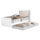 Ver imagem 1 de Bicama Solteiro Capitone 220x98 Cm com Bau e Cama Auxiliar Mdf Branco Bege Decmade