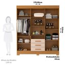 Ver imagem 5 de Guarda-Roupa Casal 6 Portas 3 Gavetas Capelinha com Espelho 100% MDF 179cm Nerina Espresso Móveis Off White/Cinamomo