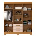 Ver imagem 4 de Guarda-Roupa Casal 6 Portas 3 Gavetas Capelinha com Espelho 100% MDF 179cm Nerina Espresso Móveis Off White/Cinamomo