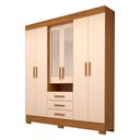 Ver imagem 3 de Guarda-Roupa Casal 6 Portas 3 Gavetas Capelinha com Espelho 100% MDF 179cm Nerina Espresso Móveis Off White/Cinamomo