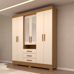 Guarda-roupa Casal 178,80cm 6 Portas 3 Gavetas Capelinha com Espelho 100% Mdf Débora  - 1