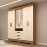 Guarda-roupa Casal 178,80cm 6 Portas 3 Gavetas Capelinha com Espelho 100% Mdf Débora  - 1